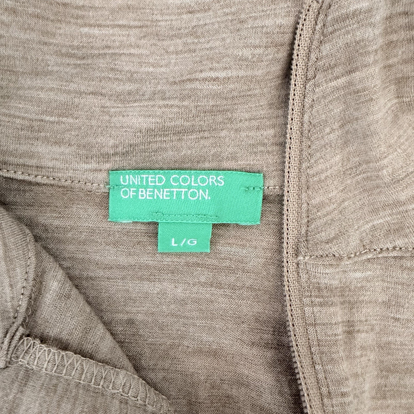 Benetton Merino Wool 1/4 Zip Brown Base Layer Long Sleeve Shirt L Euc Gorpcore — image 3 of 7